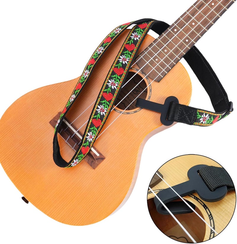 CLOUDMUSIC Ukulele Strap Clip On No Drill J Hook For Soprano Concert Tenor Baritone(Red Heart) - Image 3